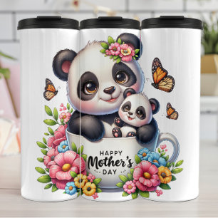 Garrafa Térmica Panda Mãe: Cubo, Flores, Dia de as mães
