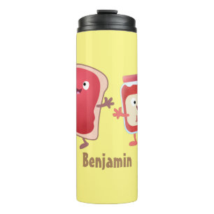 Garrafa Térmica Pão engraçado e personagens de desenho animados de