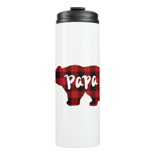 Garrafa Térmica Papa Urso - xadrez de búfalos vermelho e preto (Frente)