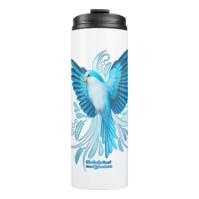 Garrafa Térmica Papagaio Quaker Azul (Frente)