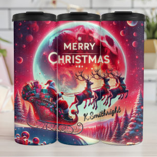 Garrafa Térmica Papai Noel Acima dos Pinheiros Congelados