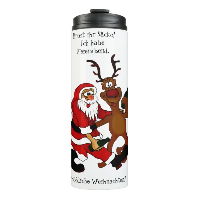 Garrafa Térmica Papai Noel com alce - Festa de Rã (Frente)