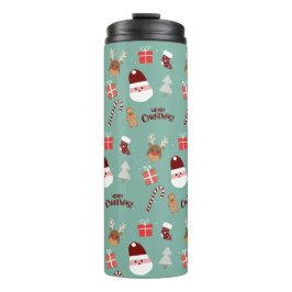 Garrafa Térmica Papais noeis Bonitos Reindeer Candy Cane Gingerpão