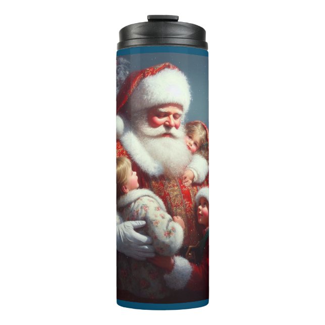 Garrafa Térmica Papais noeis de Natal com Crianças 4 (Frente)