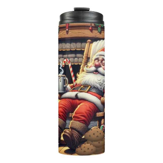 Garrafa Térmica Papais noeis dormindo no Natal (Frente)
