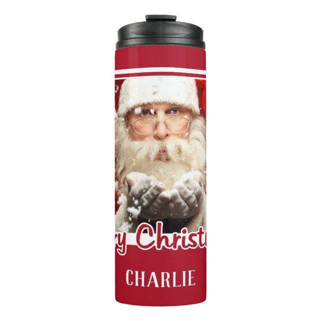 Garrafa Térmica Papais noeis / nome personalizado FOTO Tumbler nat (Frente)
