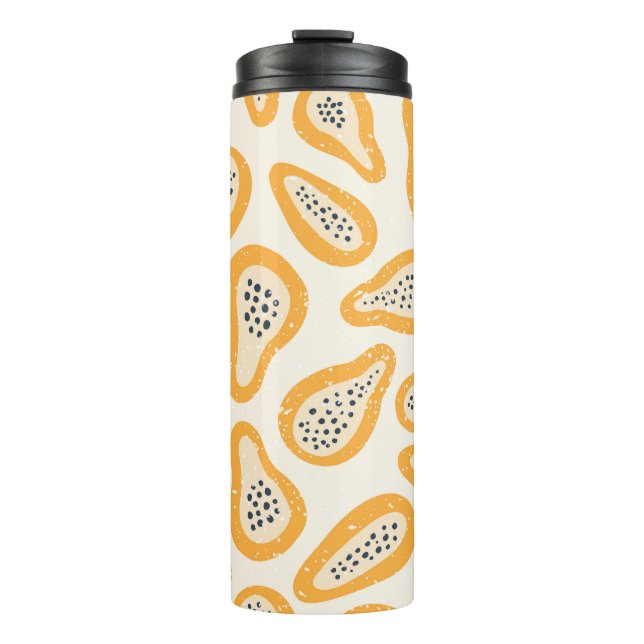 Garrafa Térmica Papaya Tropical: Grunge, Desenho Mão. (Frente)