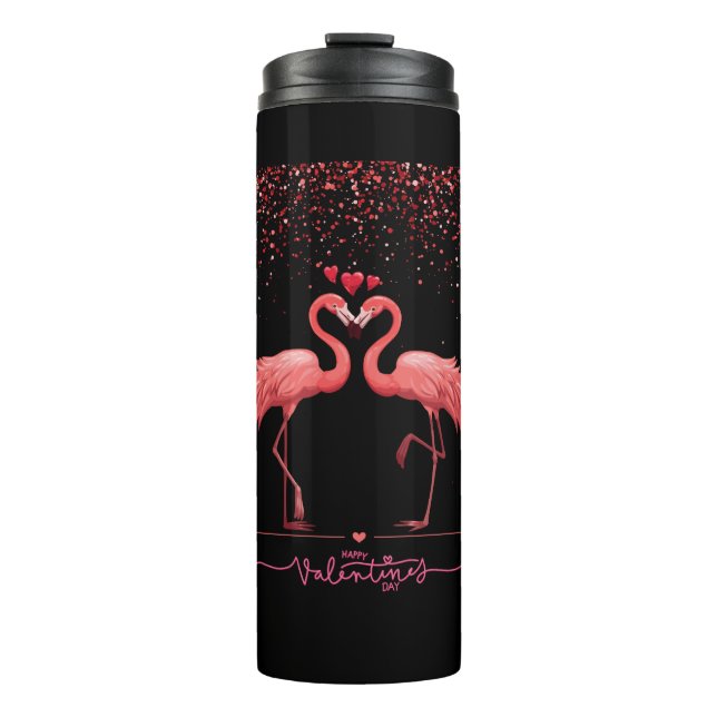 Garrafa Térmica Papel de enrolamento do Namorados Flamingo rosa (Frente)