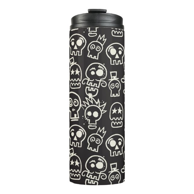 Garrafa Térmica Papel de parede branco preto esmaecido (Frente)