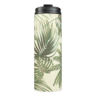 Garrafa Térmica Papel de parede de folhas tropicais