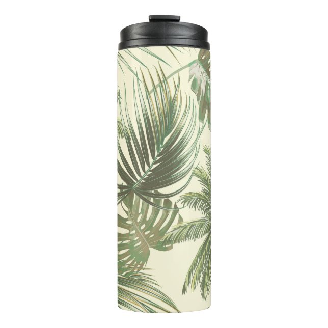 Garrafa Térmica Papel de parede de folhas tropicais (Frente)