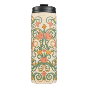Garrafa Térmica Papel de parede floral ao estilo art nouveau, Vint