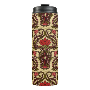 Garrafa Térmica Papel de parede floral Art Nouveau.