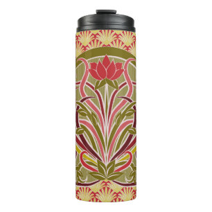 Garrafa Térmica Papel de parede floral no estilo art nouveau, vint