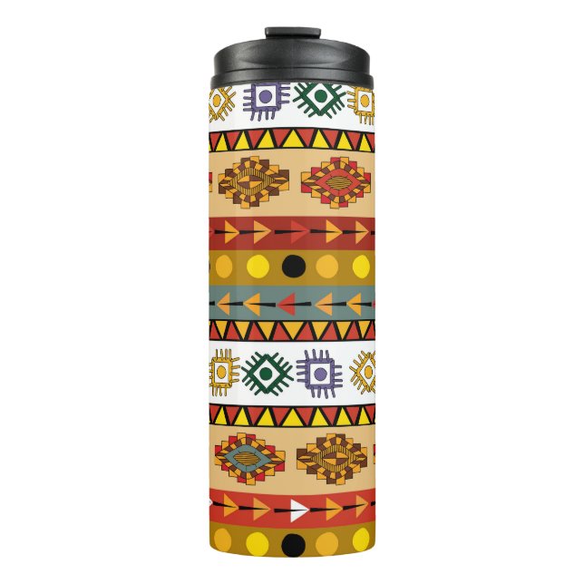 Garrafa Térmica Papel de parede tribal, design artístico. (Frente)