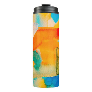 Garrafa Térmica Papel Psicodélico. Azul Clássico e Vermelho Lava