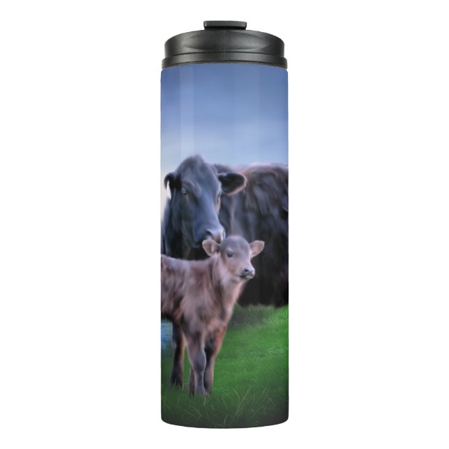 Garrafa Térmica Par de Cabelo de Vaca Negra (Frente)