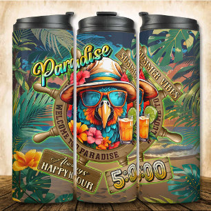 Garrafa Térmica Paraíso Summer Vibes Bird Sempre Feliz Hora 5''