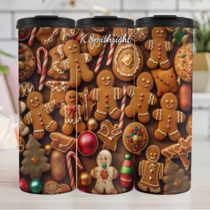 Garrafa Térmica Parede de Biscoito Doce de Férias de Gengibre