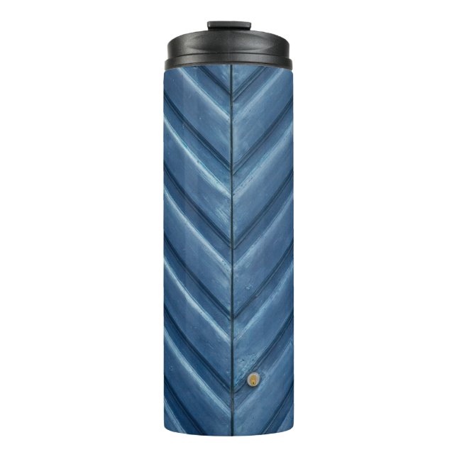 Garrafa Térmica Parede de madeira azul (Frente)