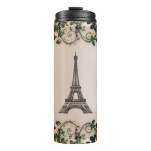 Garrafa Térmica París Rosa Vinha Torre Eiffel Shabby Chic