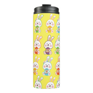 Garrafa Térmica Páscoa Dia Coelhos Padrão Tumbler Térmico
