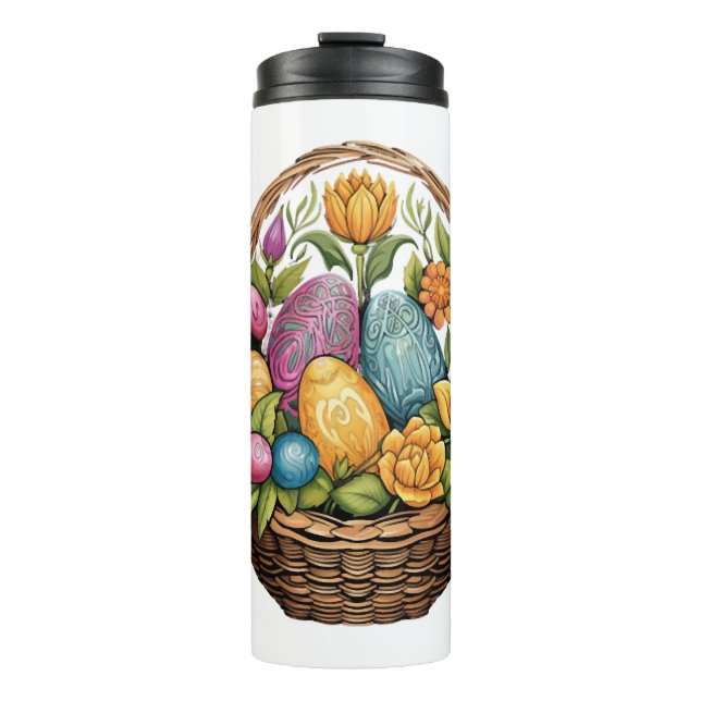 Garrafa Térmica Páscoa Dia da Páscoa Cesta de Ovos Mandala Art Egg (Frente)