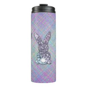 Garrafa Térmica Páscoas De Glitter Pastel Glam Bunnies Na Xadrez 