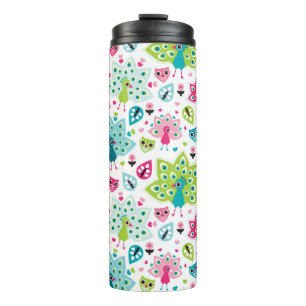 Garrafa Térmica pássaro e coruja do pavão