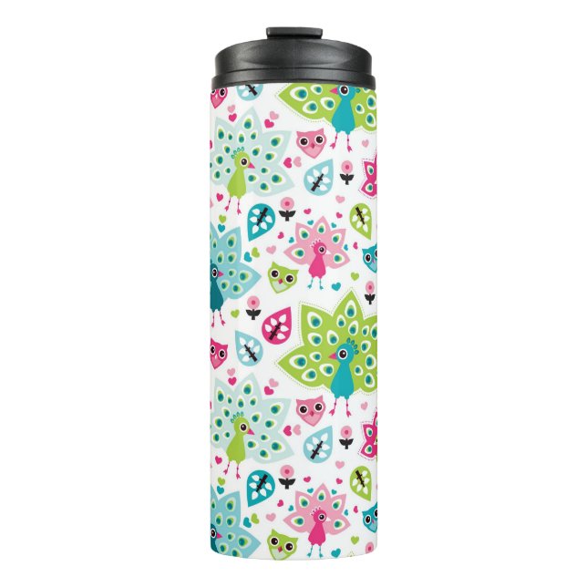 Garrafa Térmica pássaro e coruja do pavão (Frente)
