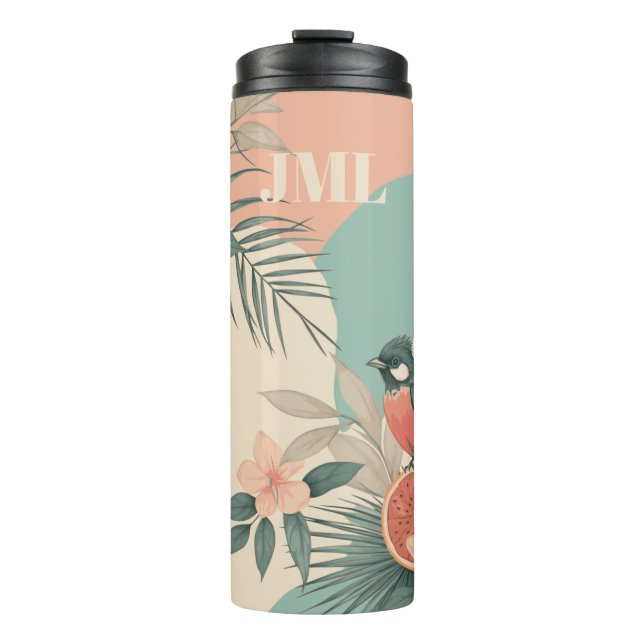 Garrafa Térmica Pássaro Humor Tropical com Nome (Frente)