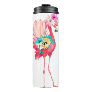 Garrafa Térmica Pássaro mexicano bonito e bonito, rosa e flamingo,