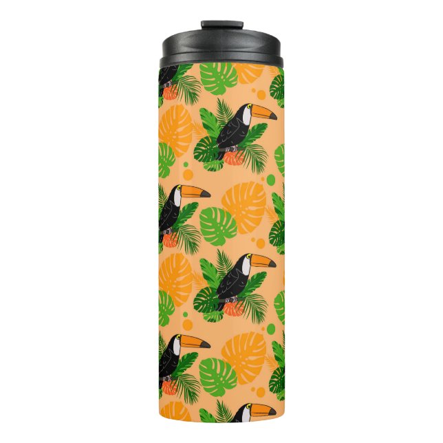 Garrafa Térmica Pássaro Tátil Tropical Padrão sem costura (Frente)