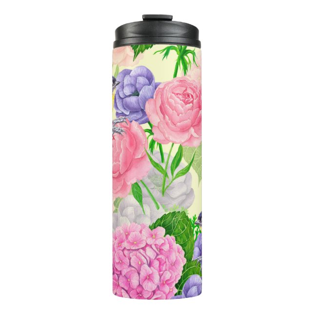 Garrafa Térmica Pássaros e flores (Frente)