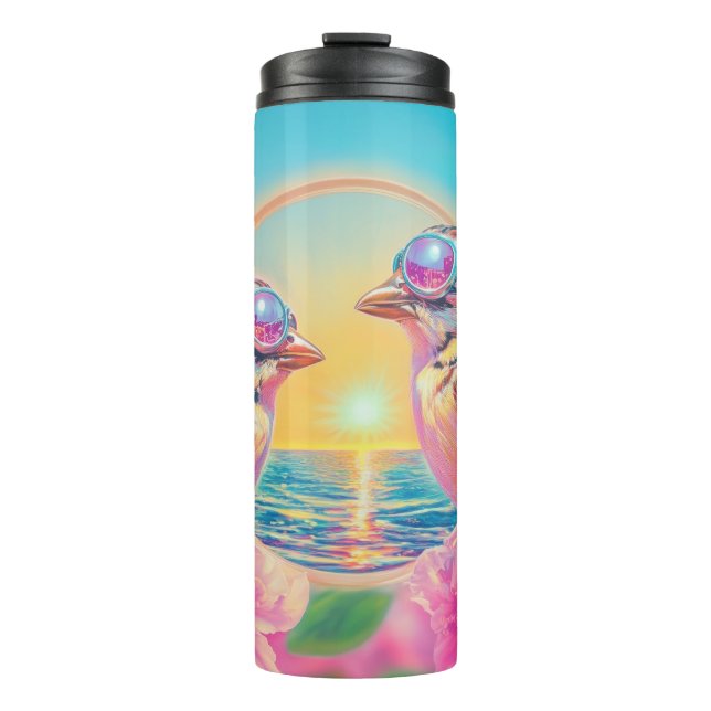 Garrafa Térmica Pássaros legal com óculos Sunset (Frente)