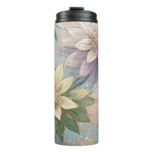 Garrafa Térmica Pastel Blossom Burst: Padrão de Explosão Floral