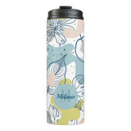 Garrafa Térmica Pastel coloração Folhas de palma e formas orgânica