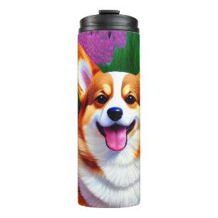 Garrafa Térmica Pastel Floral Corgi