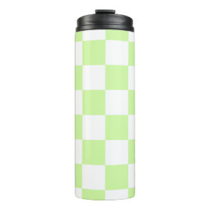 Garrafa Térmica Pastel Green Checkered Gingham Patterno