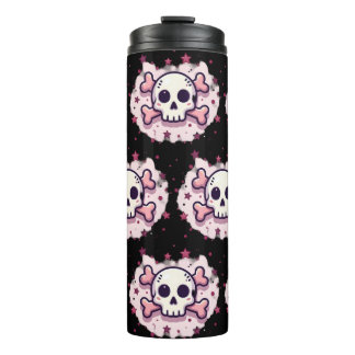 Garrafa Térmica Pastel Pink Skull and Crossbones