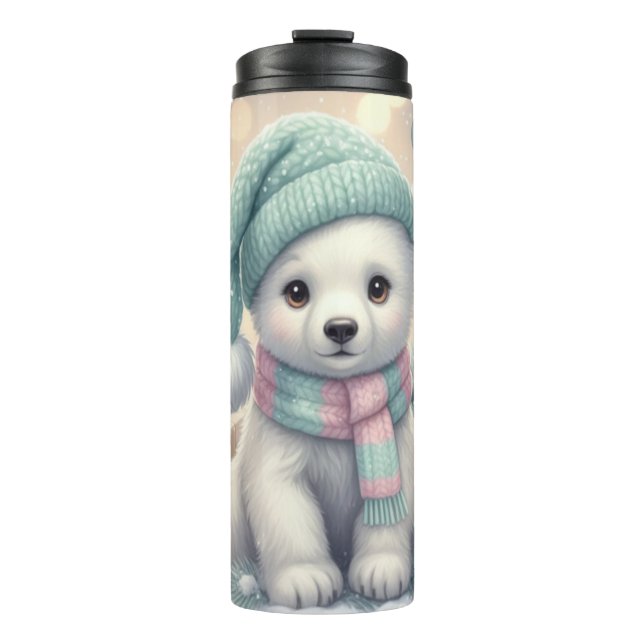 Garrafa Térmica Pastel Polar Bear Christmas Pattern (Frente)