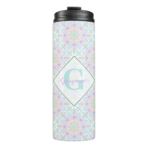 Garrafa Térmica Pastel Rainbow Floral Mandala Personalizado
