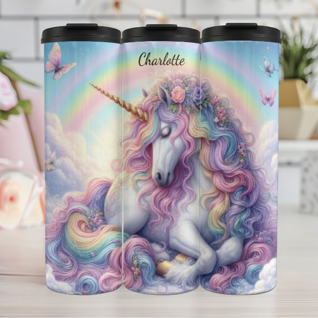 Garrafa Térmica Pastel Rainbow Unicorn Dreamland Serenity (Criador carregado)