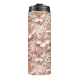 Garrafa Térmica Pastel Rosa Bonito Floral