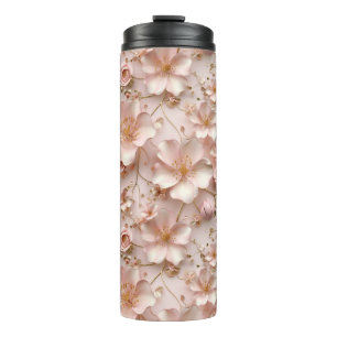 Garrafa Térmica Pastel Rosa Bonito Floral