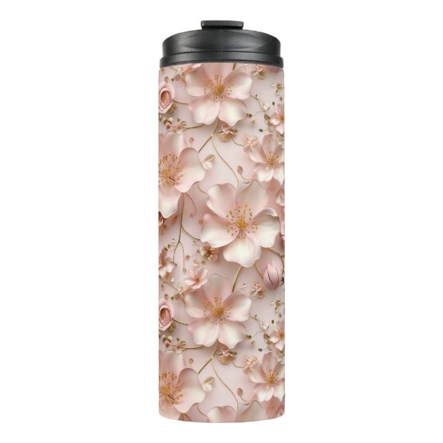 Garrafa Térmica Pastel Rosa Bonito Floral (Frente)