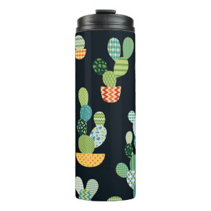 Garrafa Térmica Patchwork Cactus Vegetais sem Olhos Padrão