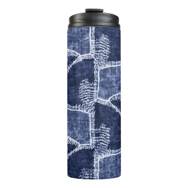 Garrafa Térmica Patchwork do Indigo: Textuturado verificado Elegân (Frente)