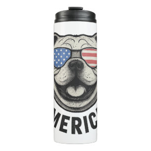 Garrafa Térmica Patriotic Buldog 'MERICA - USA Flag Sunglass De