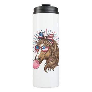 Garrafa Térmica Patriotic Horse Bubble Gum Vintage Vector Shirt De